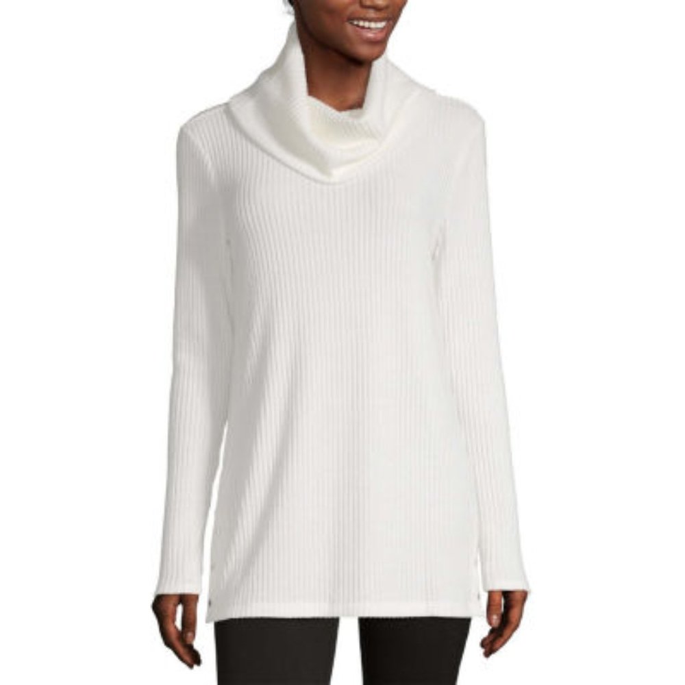 NWT Liz Claiborne Cowl Neck Ribbed Sweater Tunic